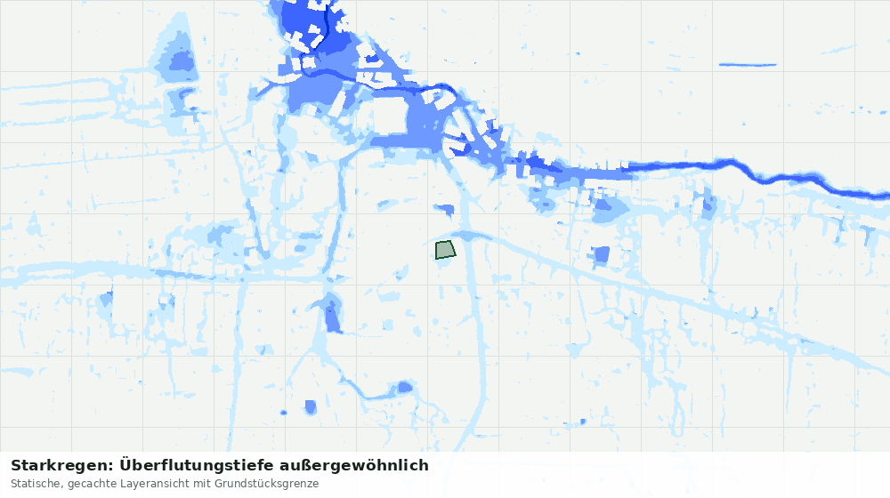 Statische Kartenansicht: Starkregen: Überflutungstiefe außergewöhnlich