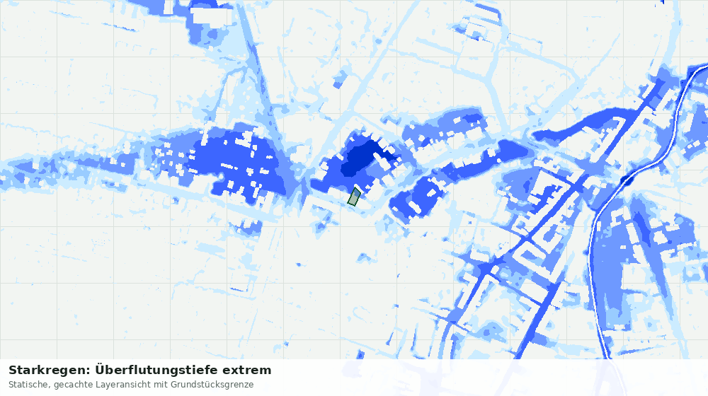 Statische Kartenansicht: Starkregen: Überflutungstiefe extrem