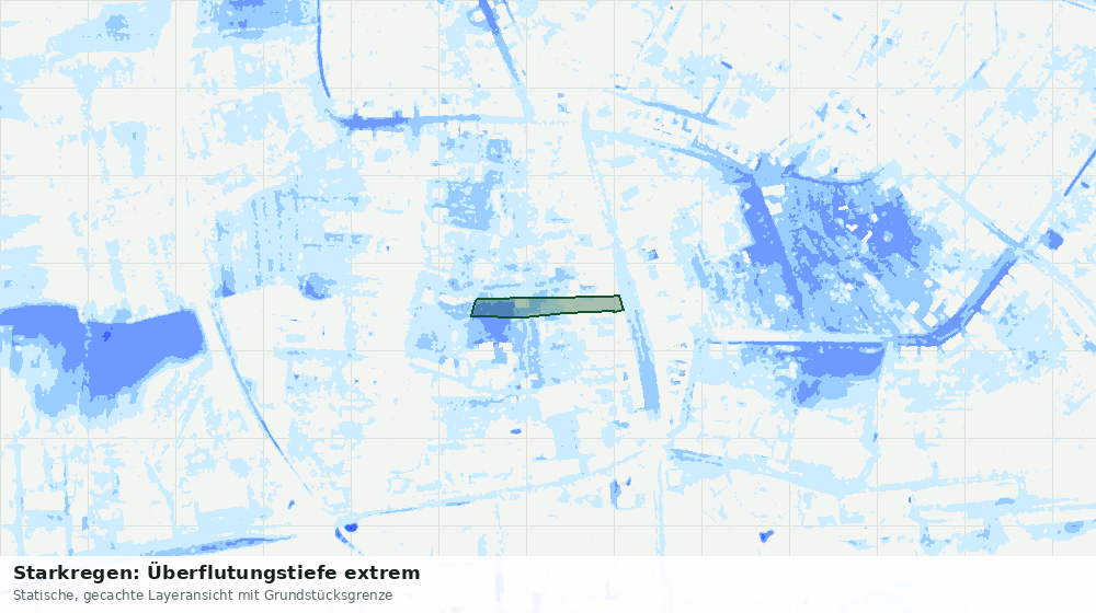 Statische Kartenansicht: Starkregen: Überflutungstiefe extrem