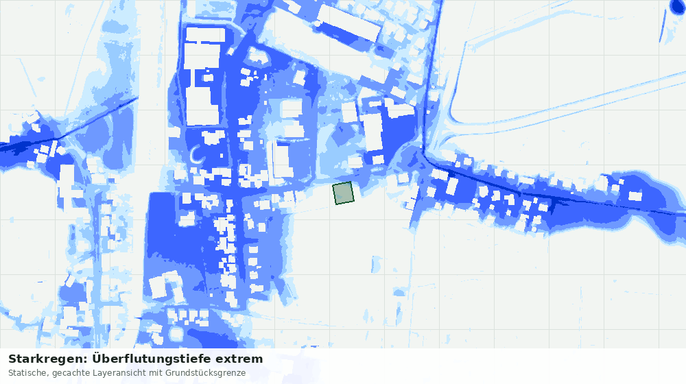 Statische Kartenansicht: Starkregen: Überflutungstiefe extrem