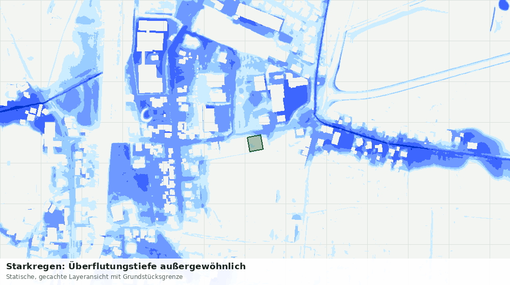 Statische Kartenansicht: Starkregen: Überflutungstiefe außergewöhnlich