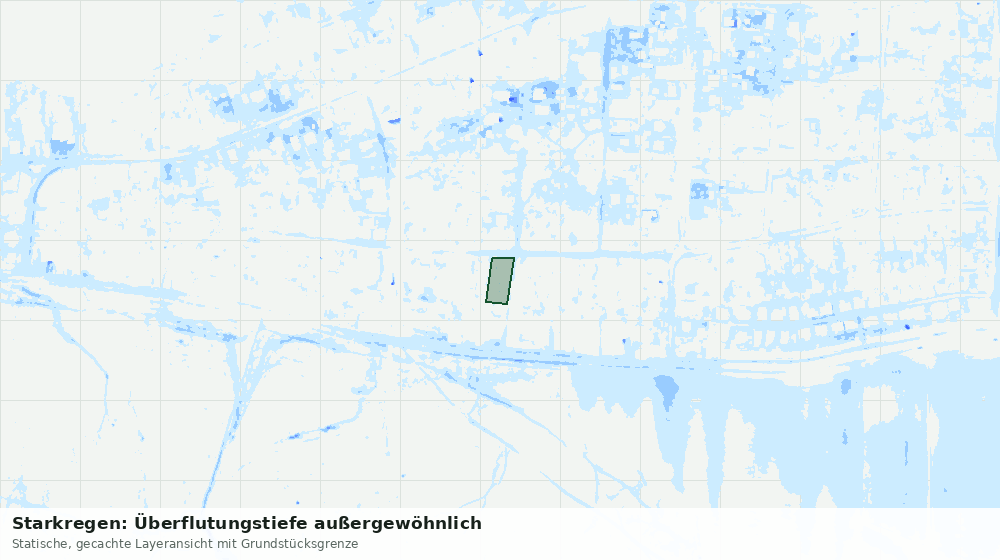Statische Kartenansicht: Starkregen: Überflutungstiefe außergewöhnlich