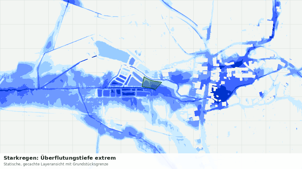 Statische Kartenansicht: Starkregen: Überflutungstiefe extrem
