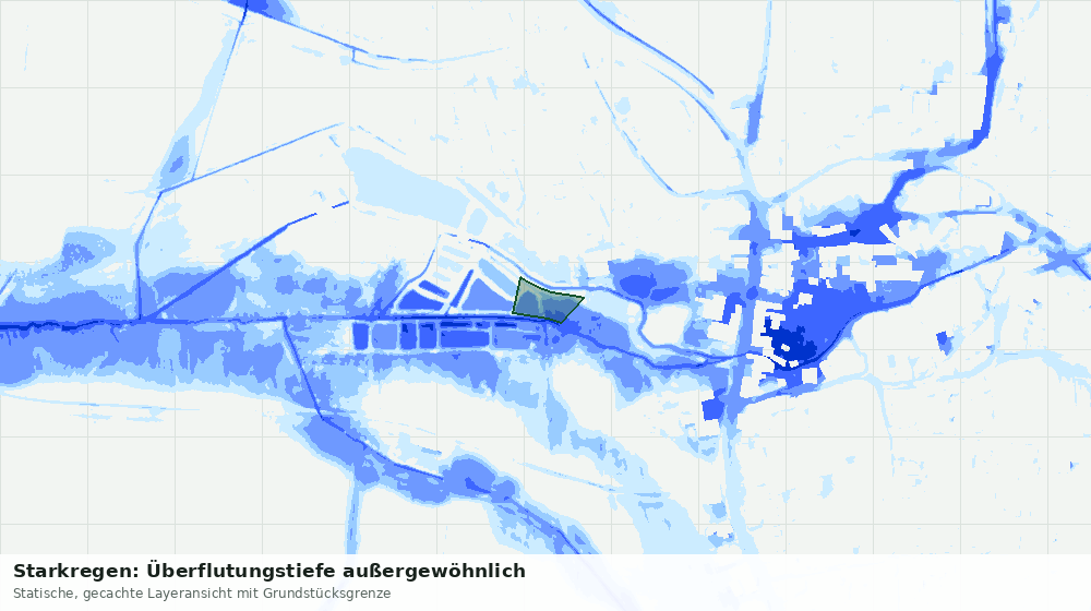 Statische Kartenansicht: Starkregen: Überflutungstiefe außergewöhnlich