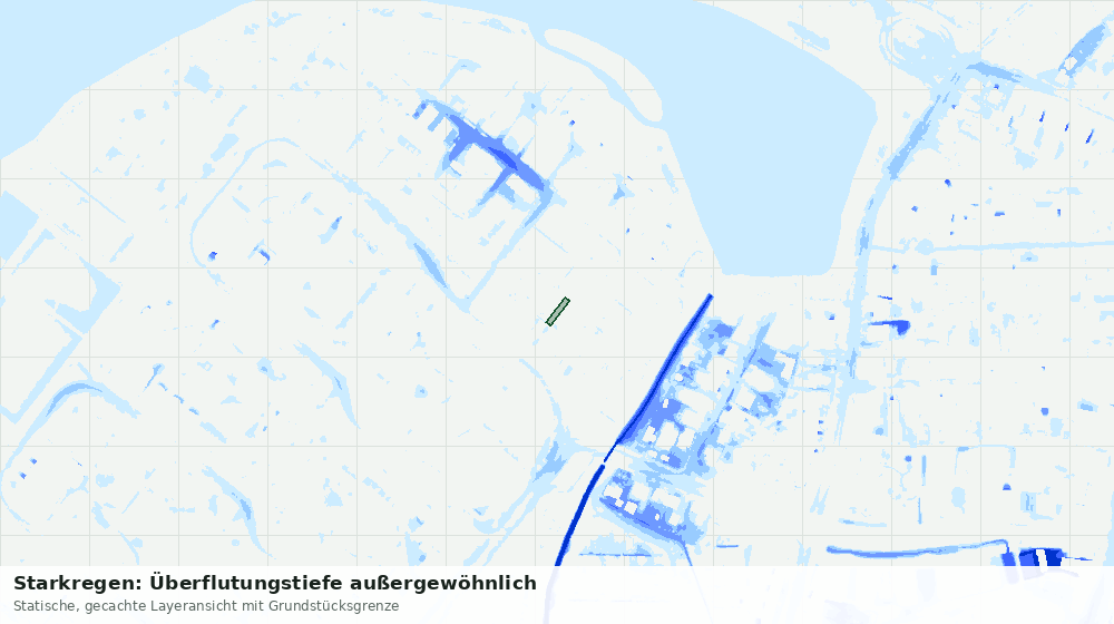 Statische Kartenansicht: Starkregen: Überflutungstiefe außergewöhnlich