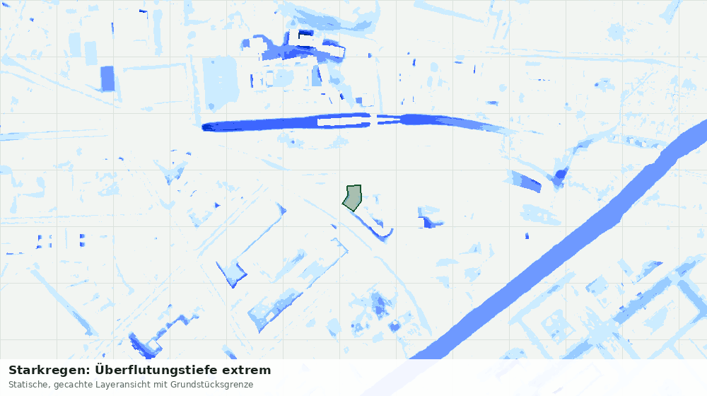 Statische Kartenansicht: Starkregen: Überflutungstiefe extrem