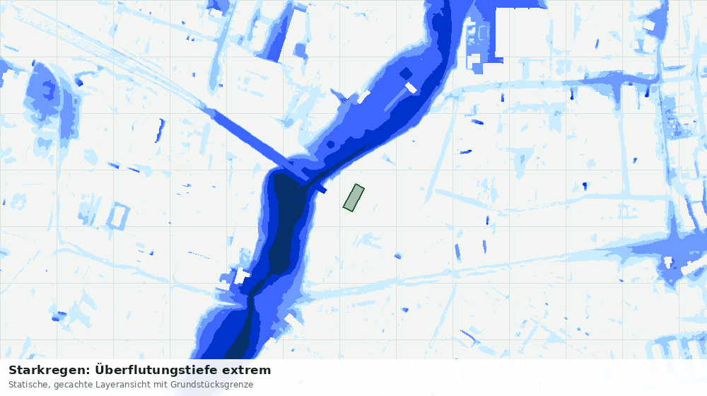 Statische Kartenansicht: Starkregen: Überflutungstiefe extrem