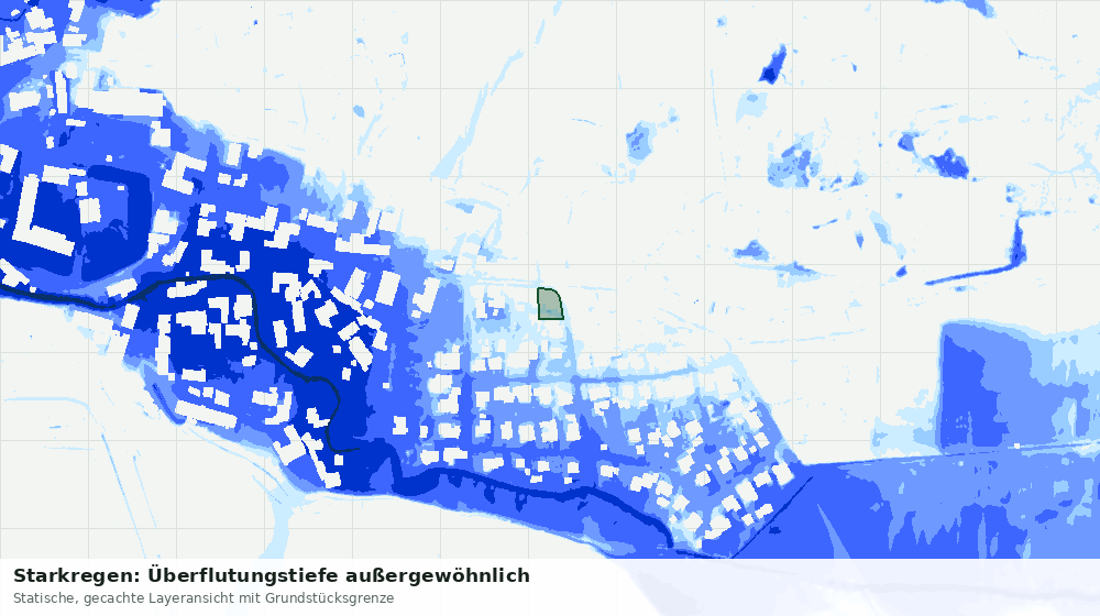 Statische Kartenansicht: Starkregen: Überflutungstiefe außergewöhnlich