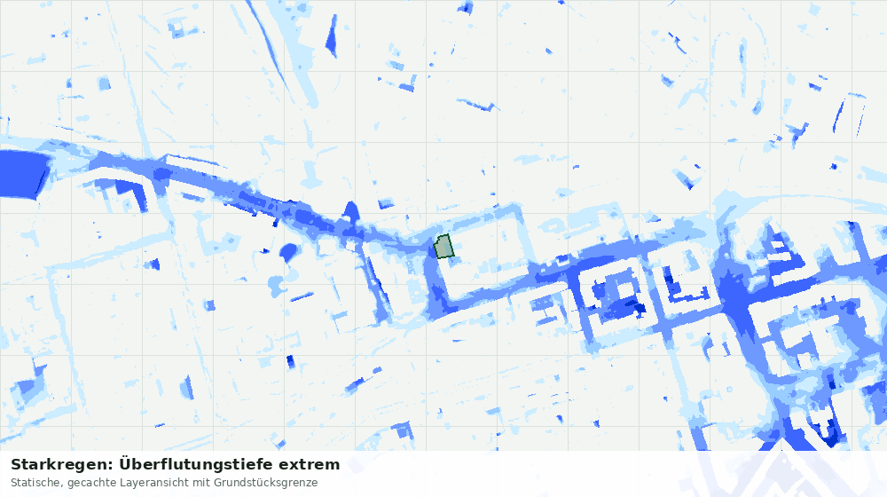 Statische Kartenansicht: Starkregen: Überflutungstiefe extrem