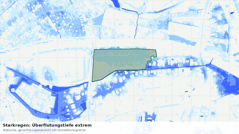 Statische Kartenansicht: Starkregen: Überflutungstiefe extrem