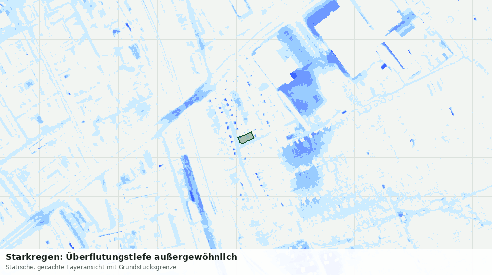 Statische Kartenansicht: Starkregen: Überflutungstiefe außergewöhnlich