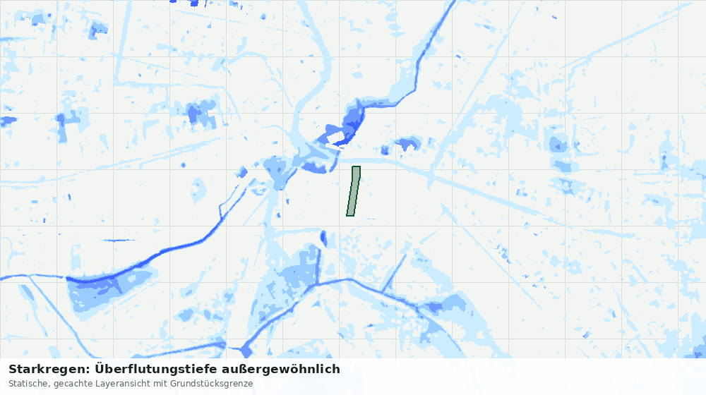 Statische Kartenansicht: Starkregen: Überflutungstiefe außergewöhnlich