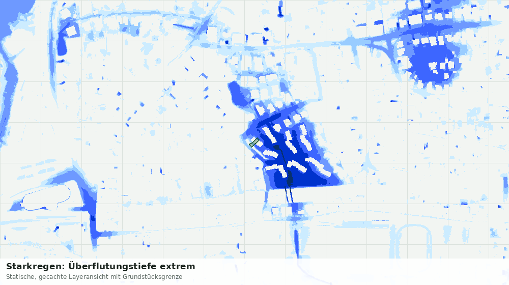 Statische Kartenansicht: Starkregen: Überflutungstiefe extrem