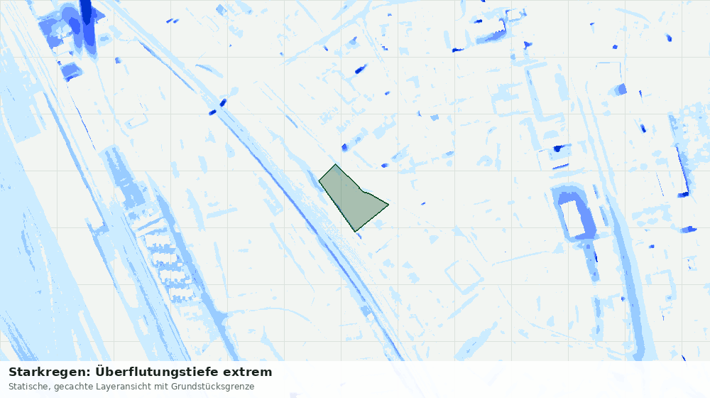 Statische Kartenansicht: Starkregen: Überflutungstiefe extrem