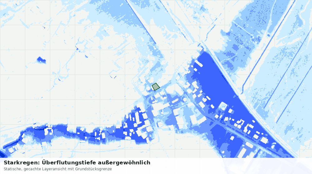Statische Kartenansicht: Starkregen: Überflutungstiefe außergewöhnlich