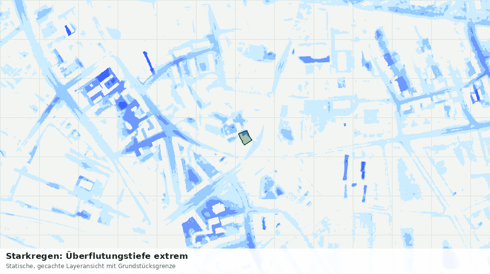Statische Kartenansicht: Starkregen: Überflutungstiefe extrem