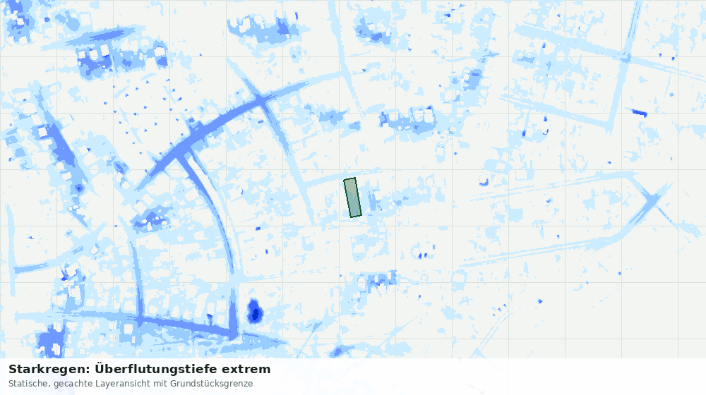 Statische Kartenansicht: Starkregen: Überflutungstiefe extrem