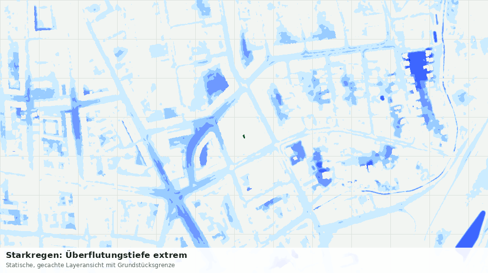 Statische Kartenansicht: Starkregen: Überflutungstiefe extrem