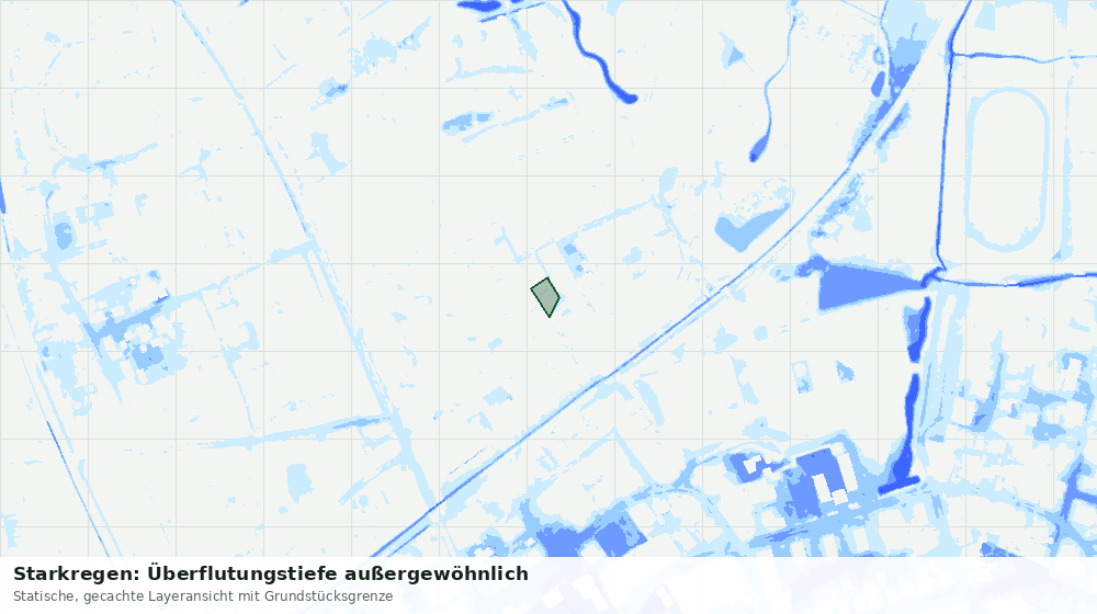 Statische Kartenansicht: Starkregen: Überflutungstiefe außergewöhnlich