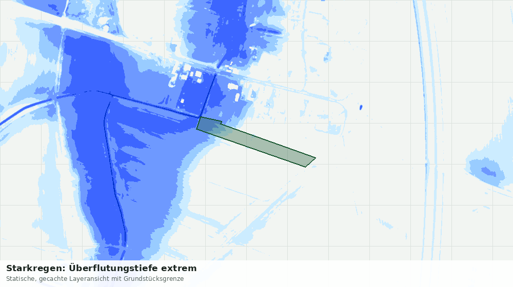 Statische Kartenansicht: Starkregen: Überflutungstiefe extrem