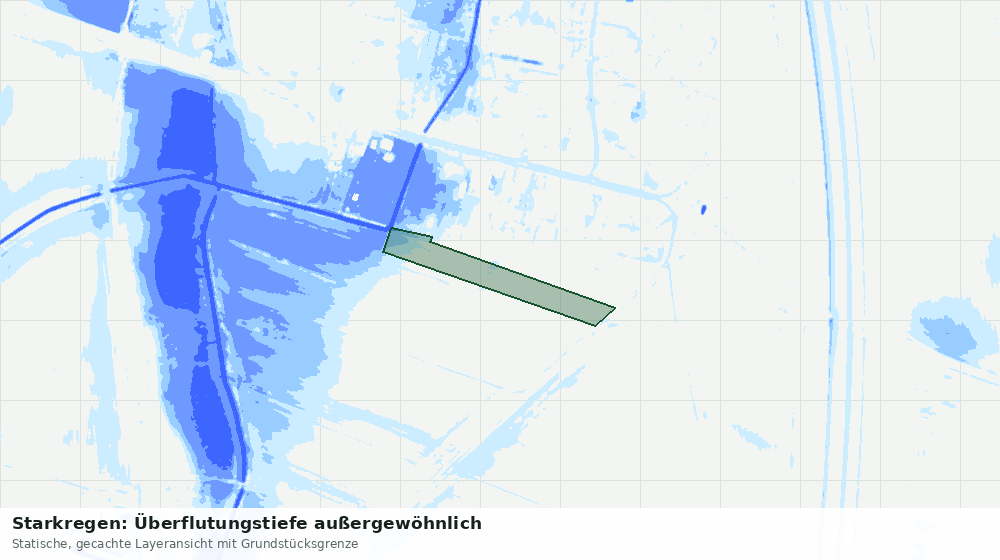 Statische Kartenansicht: Starkregen: Überflutungstiefe außergewöhnlich