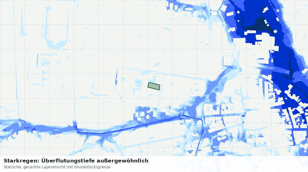 Statische Kartenansicht: Starkregen: Überflutungstiefe außergewöhnlich