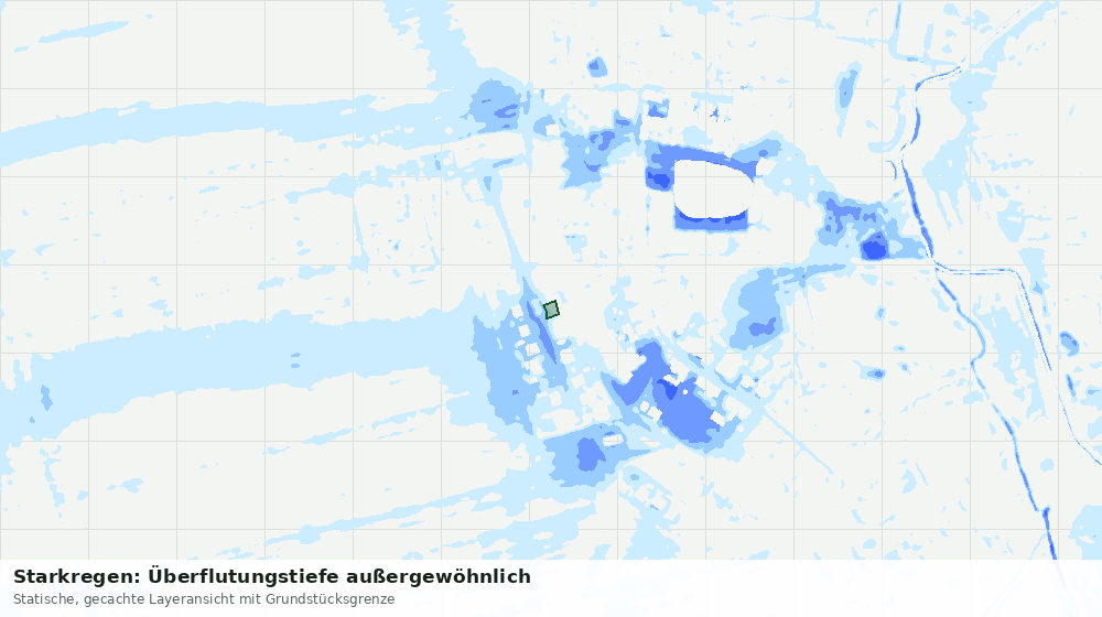 Statische Kartenansicht: Starkregen: Überflutungstiefe außergewöhnlich