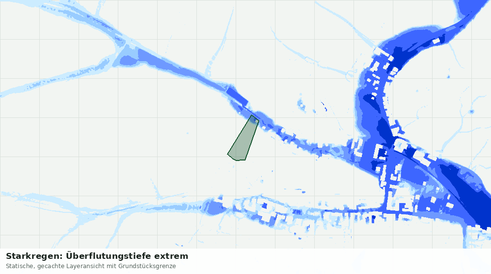 Statische Kartenansicht: Starkregen: Überflutungstiefe extrem