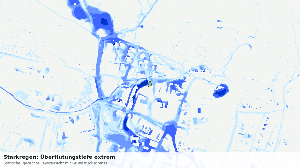 Statische Kartenansicht: Starkregen: Überflutungstiefe extrem