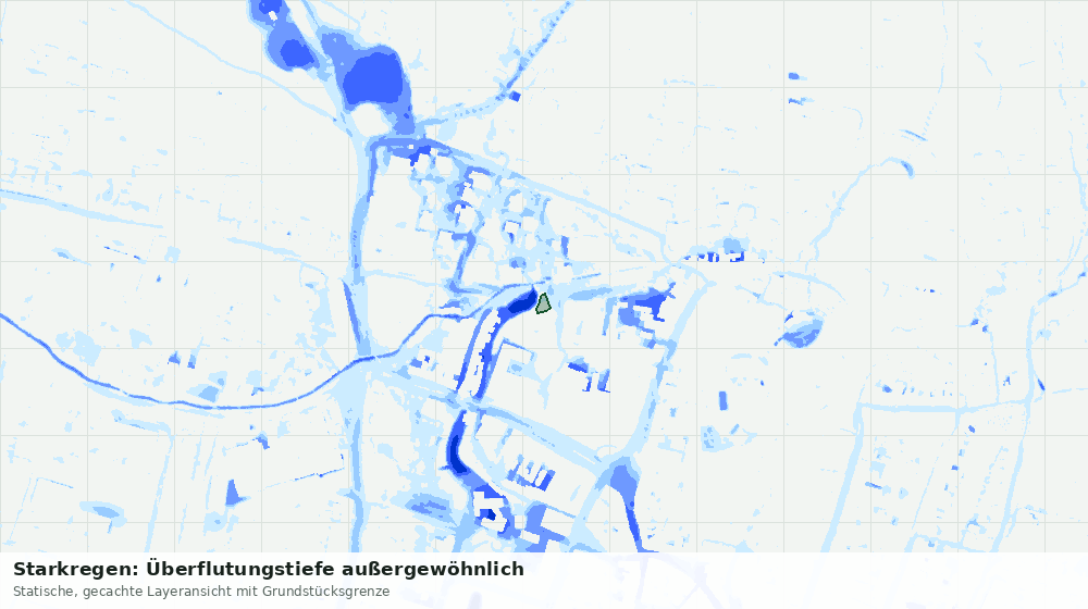 Statische Kartenansicht: Starkregen: Überflutungstiefe außergewöhnlich