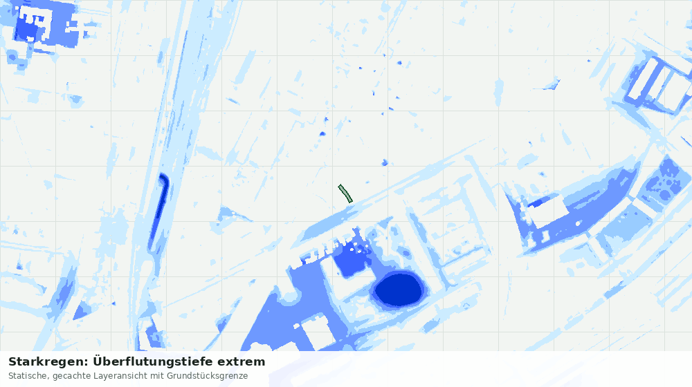Statische Kartenansicht: Starkregen: Überflutungstiefe extrem