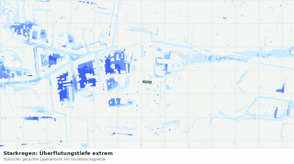 Statische Kartenansicht: Starkregen: Überflutungstiefe extrem