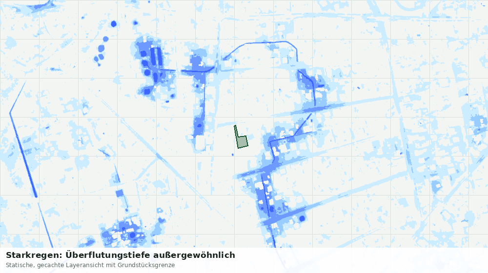 Statische Kartenansicht: Starkregen: Überflutungstiefe außergewöhnlich