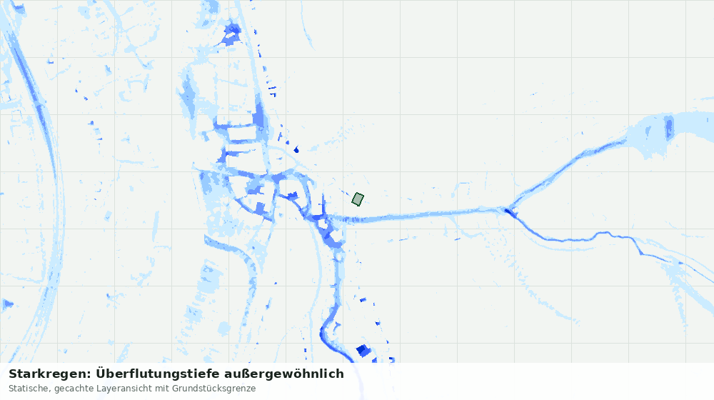 Statische Kartenansicht: Starkregen: Überflutungstiefe außergewöhnlich
