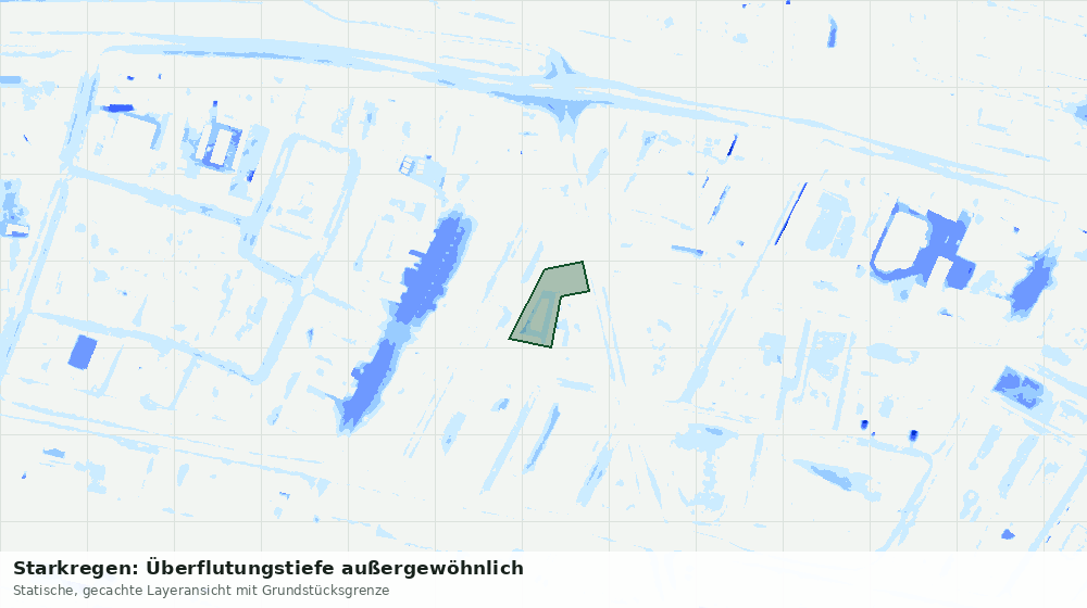 Statische Kartenansicht: Starkregen: Überflutungstiefe außergewöhnlich