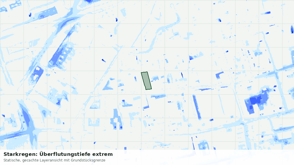 Statische Kartenansicht: Starkregen: Überflutungstiefe extrem