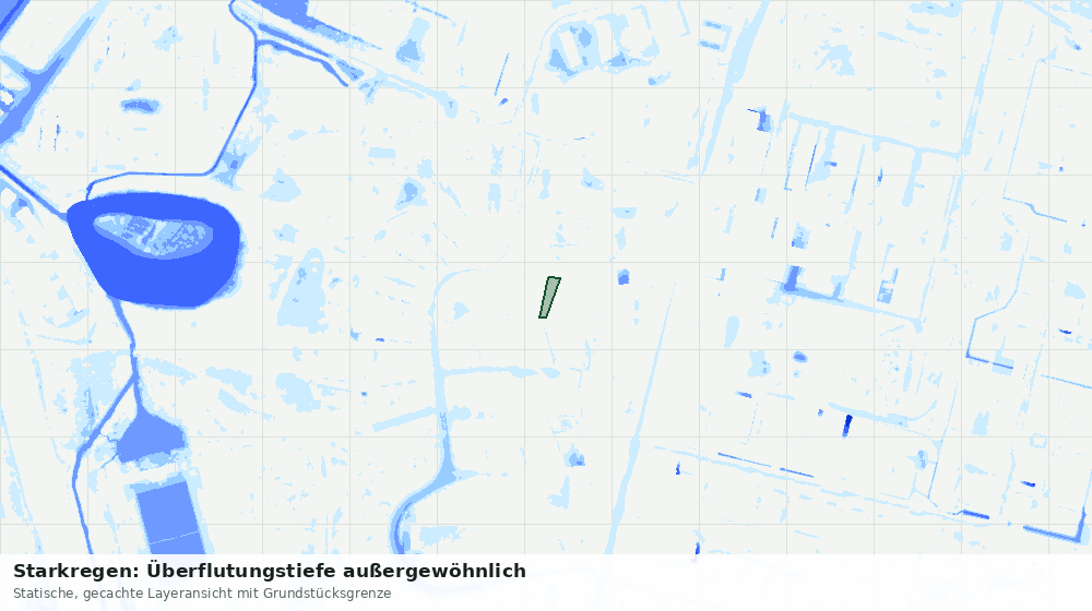 Statische Kartenansicht: Starkregen: Überflutungstiefe außergewöhnlich
