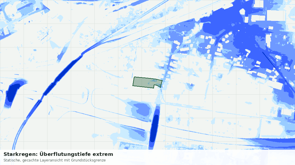 Statische Kartenansicht: Starkregen: Überflutungstiefe extrem