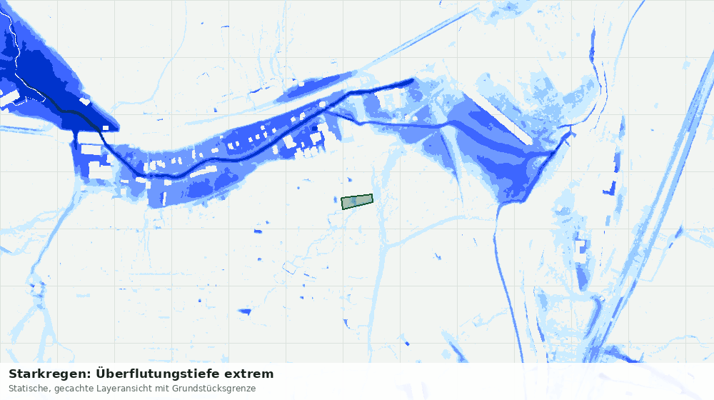 Statische Kartenansicht: Starkregen: Überflutungstiefe extrem