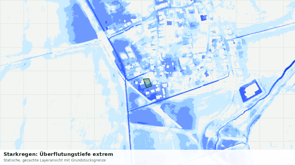 Statische Kartenansicht: Starkregen: Überflutungstiefe extrem