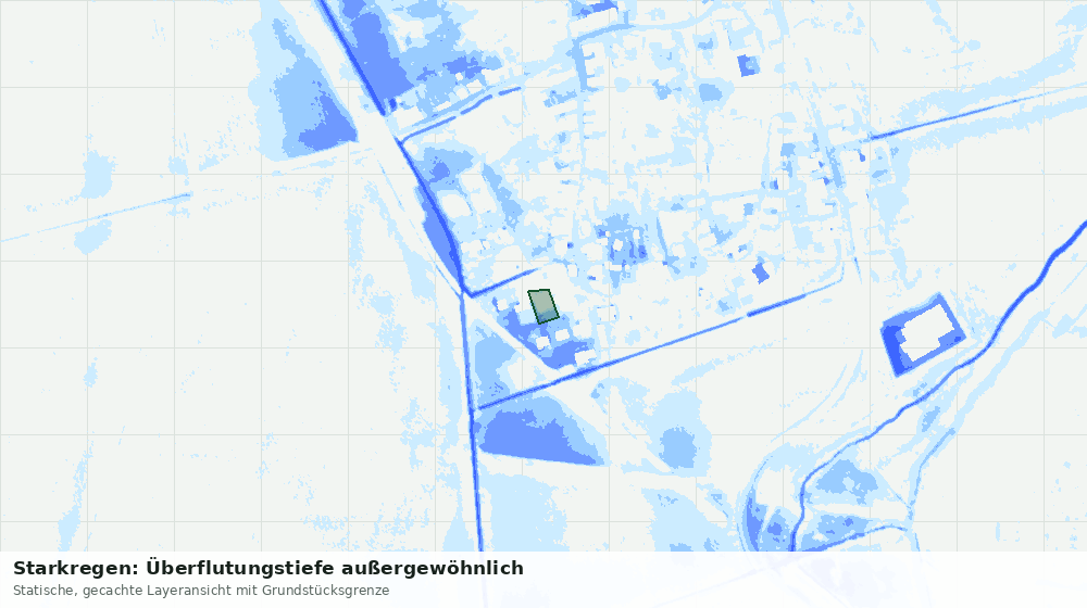 Statische Kartenansicht: Starkregen: Überflutungstiefe außergewöhnlich