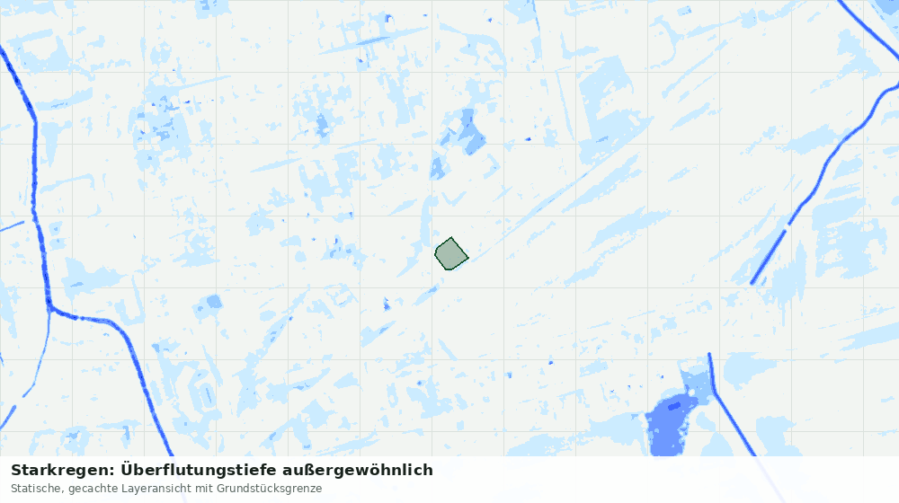 Statische Kartenansicht: Starkregen: Überflutungstiefe außergewöhnlich