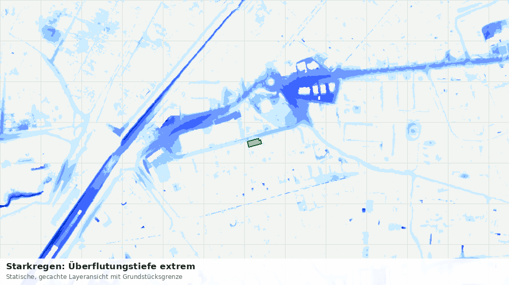Statische Kartenansicht: Starkregen: Überflutungstiefe extrem