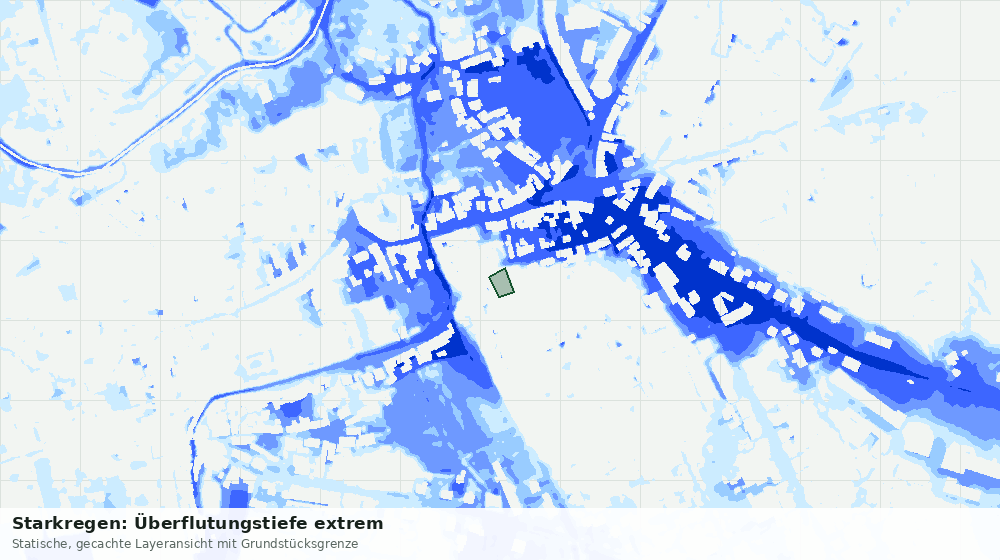 Statische Kartenansicht: Starkregen: Überflutungstiefe extrem