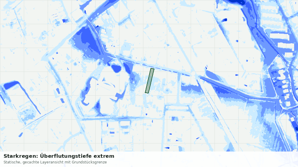 Statische Kartenansicht: Starkregen: Überflutungstiefe extrem