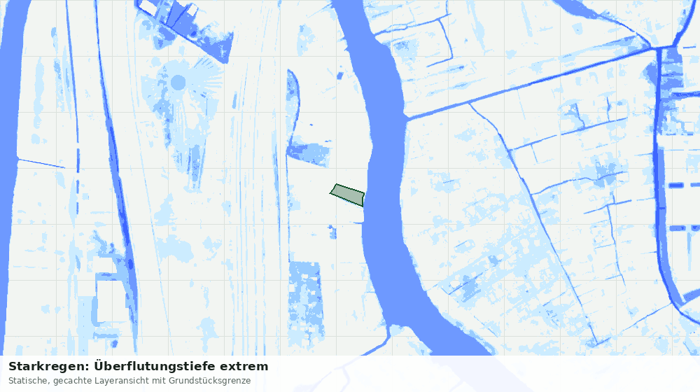 Statische Kartenansicht: Starkregen: Überflutungstiefe extrem