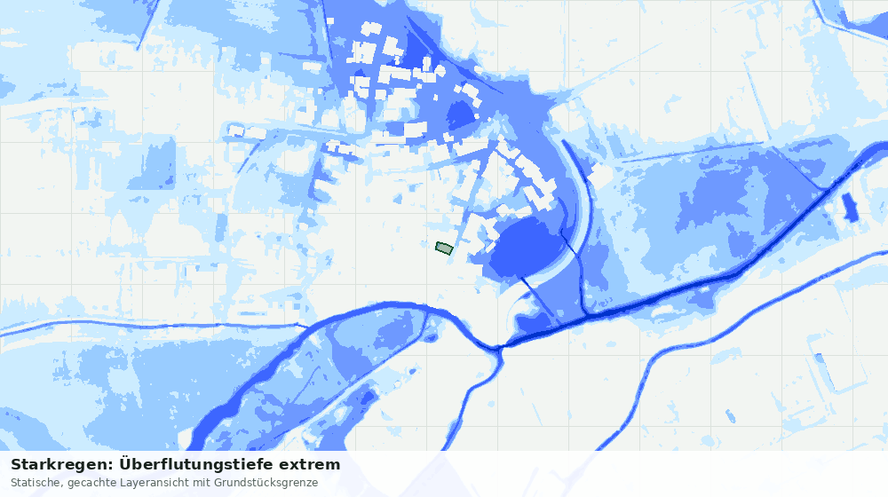 Statische Kartenansicht: Starkregen: Überflutungstiefe extrem