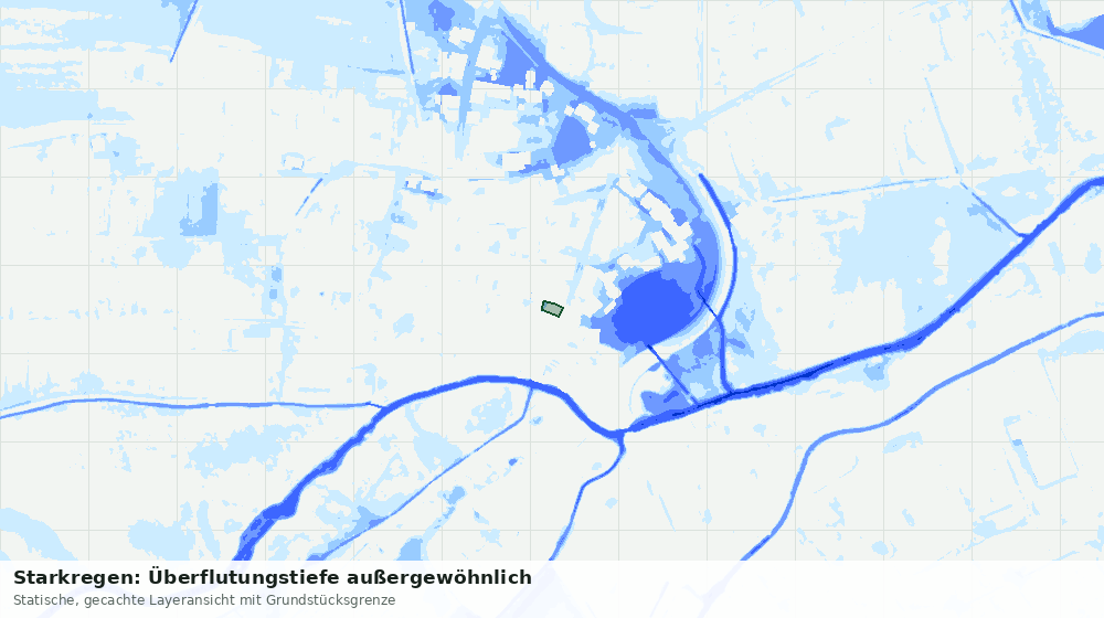 Statische Kartenansicht: Starkregen: Überflutungstiefe außergewöhnlich