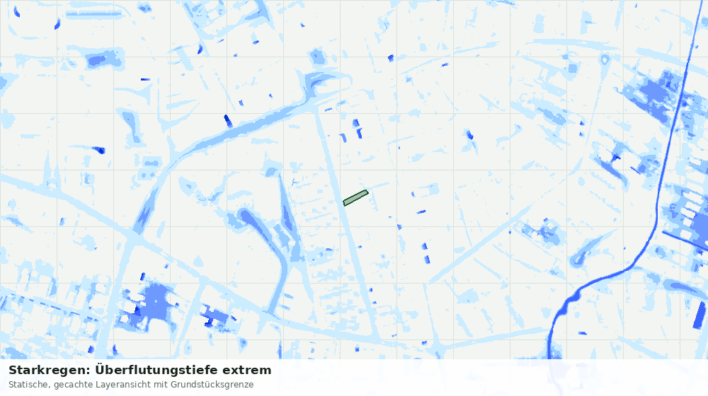 Statische Kartenansicht: Starkregen: Überflutungstiefe extrem