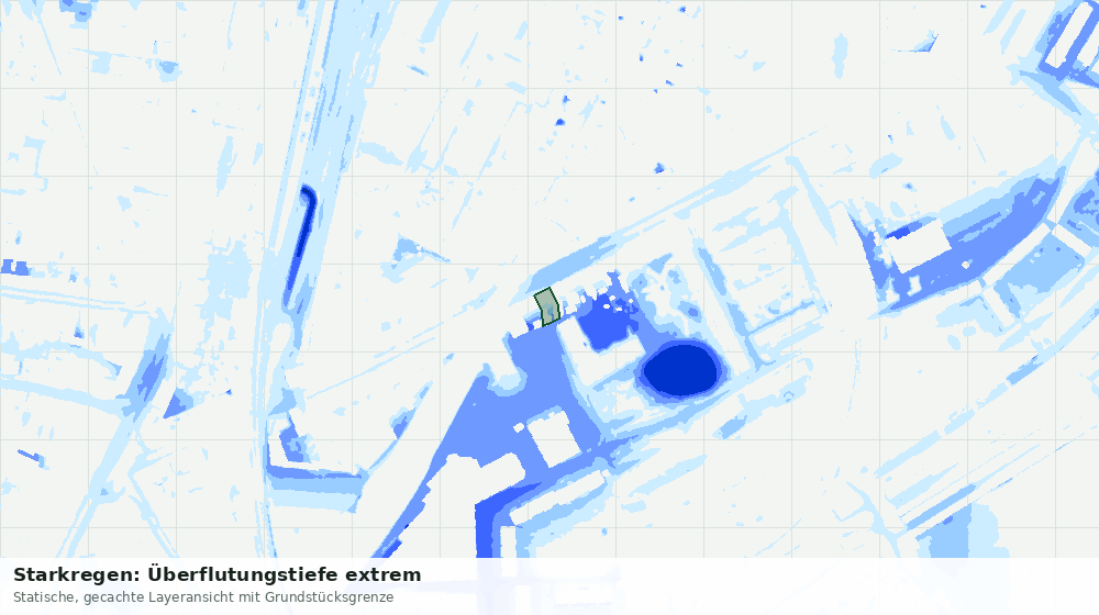 Statische Kartenansicht: Starkregen: Überflutungstiefe extrem